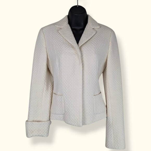 Tahari Off-White Knit Wool Blend Coat - Picture 4 of 7